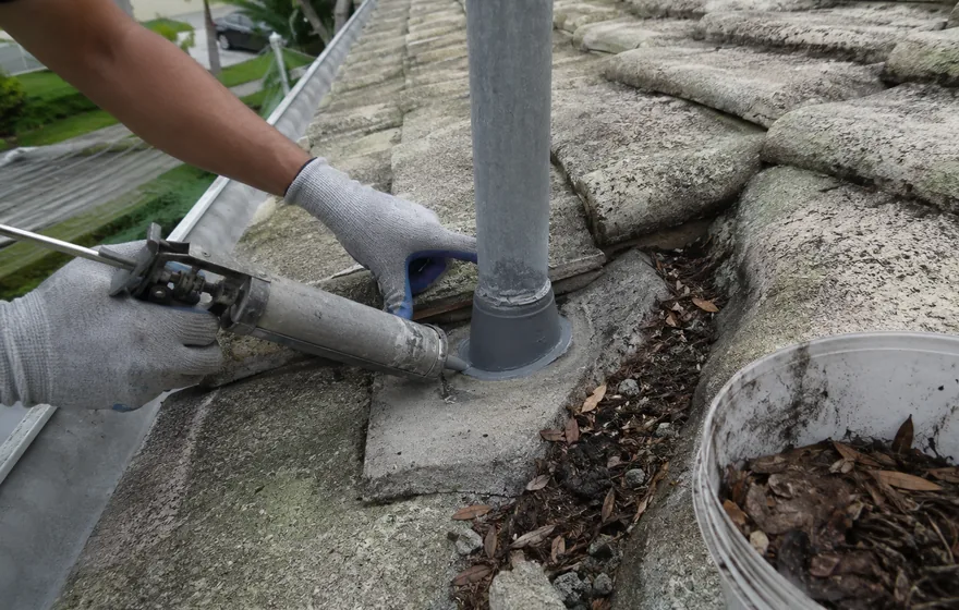 Roof maintenance in Pompano Beach FL, resealing flashing details