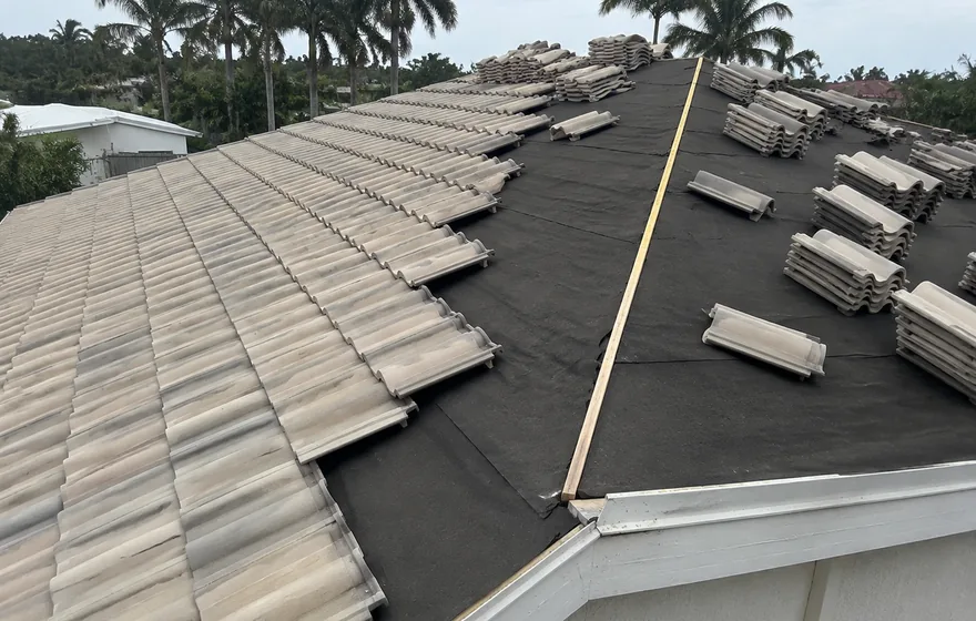 Tile roofing in Pompano Beach FL, concrete barrel tile field